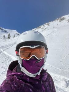 Rebecca London skiing